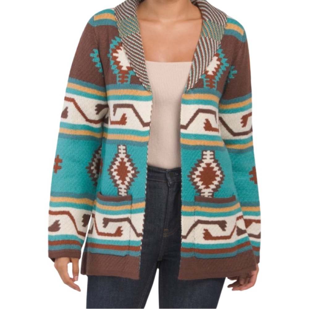 Anne French Aztec Southwestern Print Cardigan